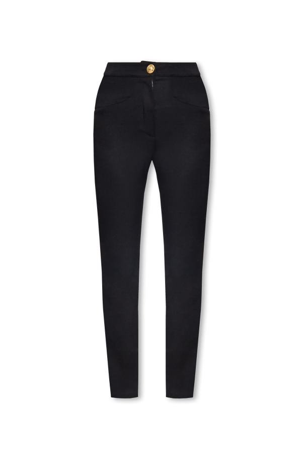 IetpShops Spain - Black Wool trousers logo Balmain - mcm logo tape ...